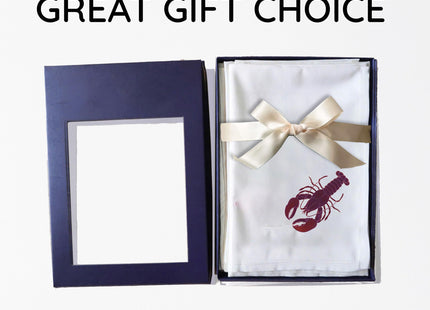 EmbroideryLinen.VN Cotton Cloth Tea Napkins Set of 4, Lobster