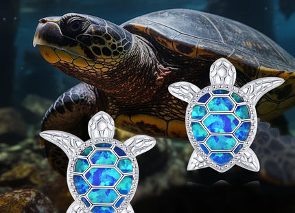 JBAERD Sea Turtle Stud Earrings - Opal Turtle Jewelry Gifts for Women