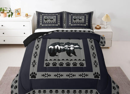 Feelyou Western Rustic Bear Comforter Set Twin for Kids Boys Girls Bedding