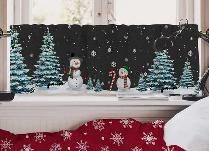 Nextchange Christmas Snowman Window Valances Pine Tree Snowy Kitchen Short Curtains with Rod Pocket Valance Drapes Xmas Farmhouse Window Treatment for Living Room Bathroom Decor 54" X 18"