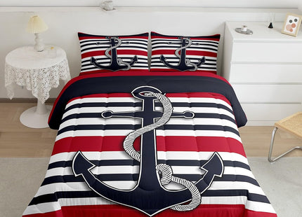 Feelyou Anchor Nautical Ocean Comforter Set Toddler Size Boys Girls Duvet