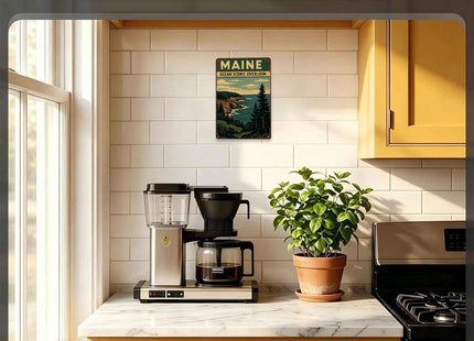 Maine Ocean Scenic Vintage Metal Wall Art Signs 8X12 Inch