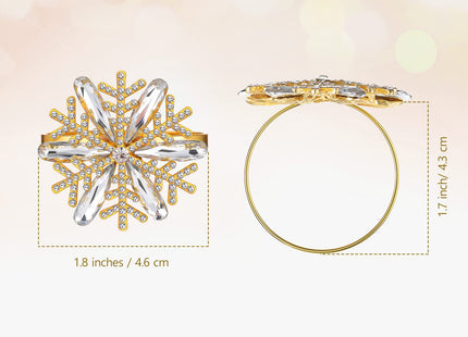 Remerry 6 Pcs Christmas Snowflake Napkin Rings Gold Rhinestone Holder