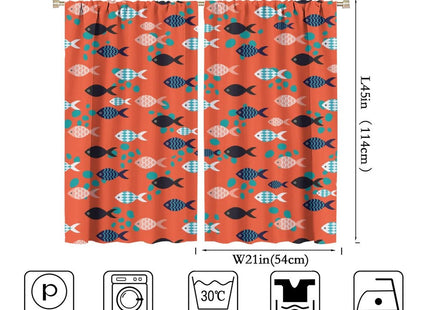 INSFBRB Watercolor Nautical Fish Rod Pocket Blackout Curtains for Living Room,Room Darkening Abstract Boho Retro Sea Animal Swiming Fish Window Curtains,