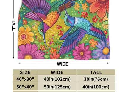 Hummingbird Blanket – Vibrant Floral Hummingbird Gifts for Women, Soft Flannel Decor Blanket for Couch or Room 60"x50"
