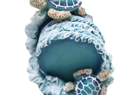 Blue Sea Turtle with Wave Design Coaster Set, Nautical Décor, Set of 4 Coasters, 5.25 Inches