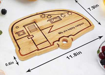 Haigoo RV Bamboo Cutting Board, Retro Happy Camper Wood Chopping Board