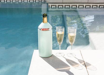 Vinglacé Wine Bottle Chiller- Portable Champagne Insulator- Stainless Steel Wine Cooler Sleeve - Keeps Wine Cold (Sea Glass)
