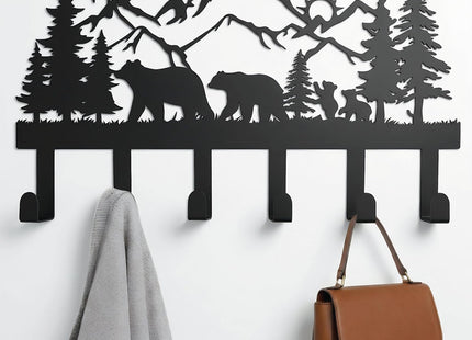 SIFZYJGN Personalized Metal Bear Coat Rack Wall Mount Cabin Coat Hanger Coat Hooks & Hat Hanger for Wall, Rustic Cabin Decor Wildlife Bear Hooks for Backpacks, Bags & Towels, Entryway Organizer