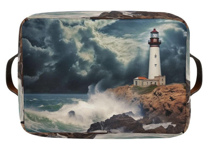 YETTASBIN Lighthouse Storage Basket 1pc, Large Collapsible Toys Clothes Organizer, Durable Canvas Storage Bin with Handle for Shelves Closet Laundry Home Office Decor