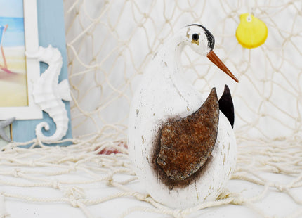 Wood Bird Statue Nautical Tabletop Decor Decorative Seabird Sculpture