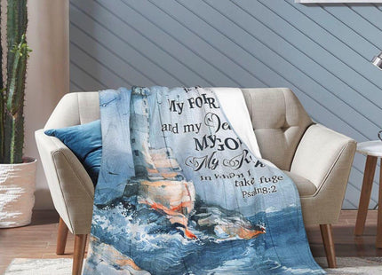 Christian Nautical Blanket for Girl Women Lighthouse Scripture Bible Verse Throw Blanket Soft Cozy Warm Fuzzy Fleece Ocean Theme Decor Blanket Gifts for Kids Adults Couch Sofa Bed 50"X40"