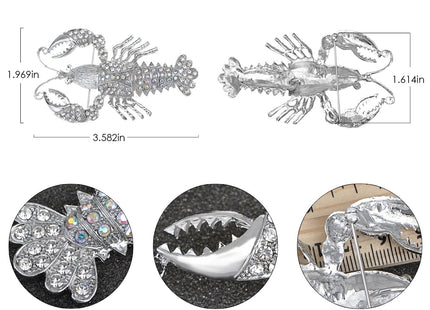 Alilang Nautical Ocean Animal Lobster Crawfish with Movable Tail Novelty Sea Fish Novelty Brooch Pin