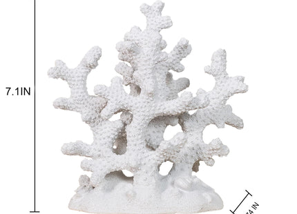 Elegondrar 6" H White Coral Decor, Resin Coral Statue, Nautical Decor for Home, Bedroom, Bathroom, Living Room, Beach/Coastal/Ocean Themed Tabletop Decor