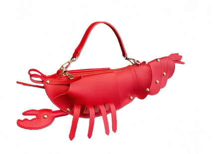 XJXFKDG Lobster Shaped Crossbody Bag,Fun Unique Rivets Lobster Design Shoulder,PU,Stylish Handbag Purse for Women Girls (Red)