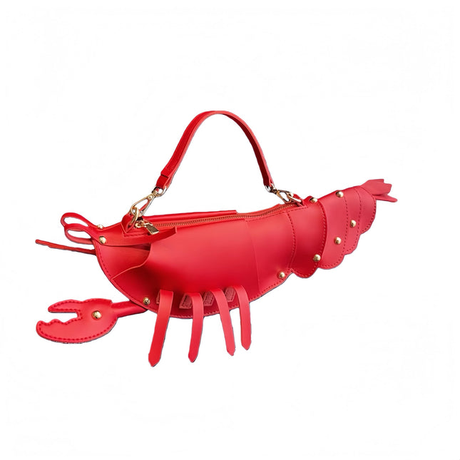 XJXFKDG Lobster Shaped Crossbody Bag,Fun Unique Rivets Lobster Design Shoulder,PU,Stylish Handbag Purse for Women Girls (Red)