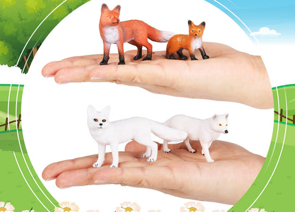 Chalyna 8 Pcs Fox Animal Figures Set Realistic Red Arctic Fox Toys