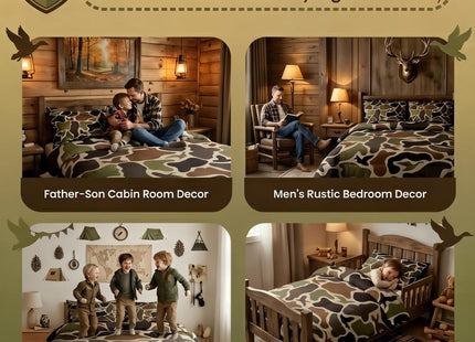 Erosebridal Duck Hunting Comforter Set Twin Size Army Camo Bedding Set Kids Boys Green Camouflage Military Comforter Wild Woodland Duvet Set Farmhouse Lightweight Room Decor