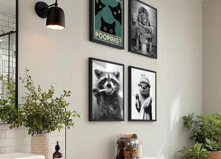 kilamino Wood Framed Funny Otter Bathroom Wall Art 12x16 in