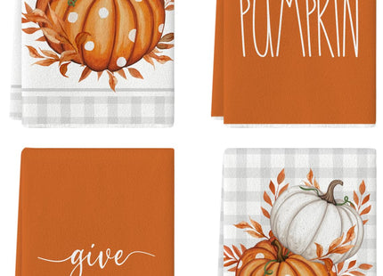 maiiooliwe Pumpkin Fall Kitchen Towels Decorative Set of 4
