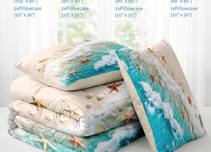 Nesker Twin Comforter Set, 2 Pieces Beach Starfish Bedding, All Season