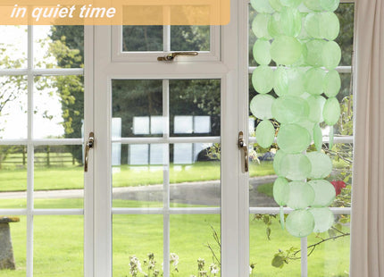 WeDoSoy Wind Chimes for Outside, Handcrafted Green Capiz Shells Windchime