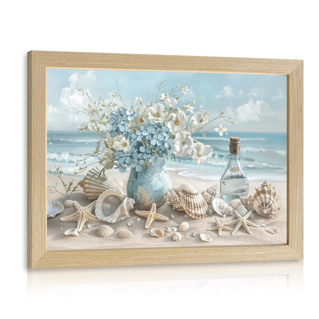 Coastal Wall Art, Beach Theme Bathroom Decor, Nautical 8x10 Wood Framed