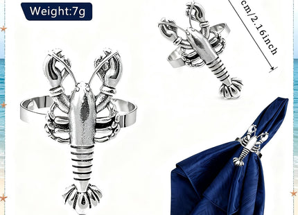 Davifina 6pcs Lobster Napkin Rings for Coastal Beach Party,Nautical Dinner