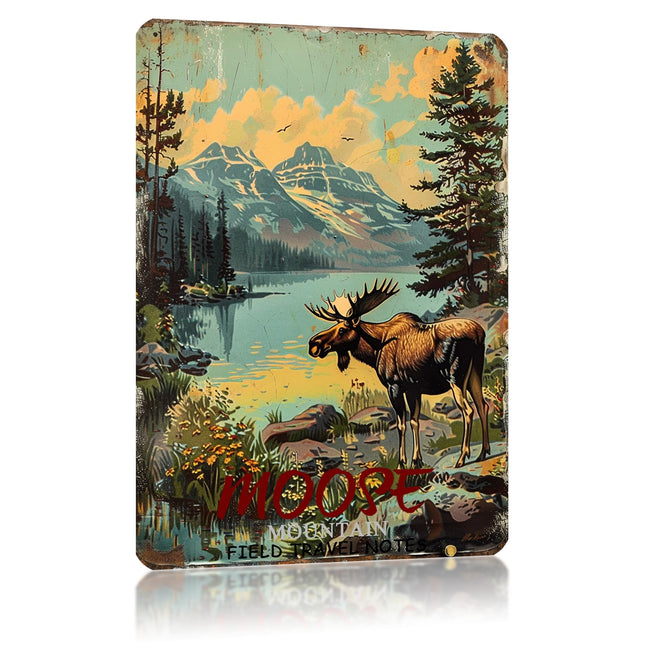 snowsun Moose Mountain zoon Vintage Metal Tin Sign Aluminum Metal Signs Retro Metal Sign Bar Cafe Room Country Farmhouse Bathroom Family 8X12 Inch