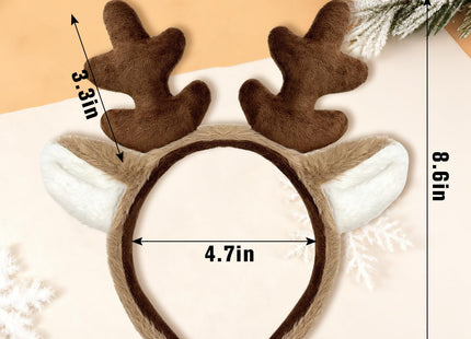 Dolkoic 2Pack Reindeer Antlers Headband Deer Antlers Fluffy Animal Ears Headband Party Cosplay Deer Costume for Christmas Halloween