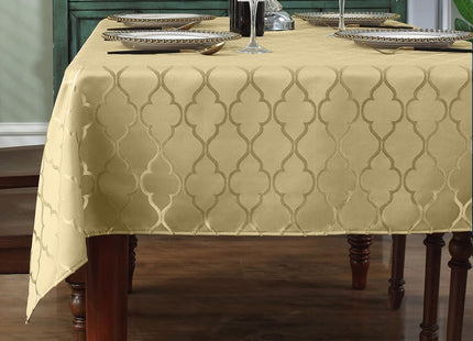 SASTYBALE Autumn Gold Champagne Jacquard Damask Square Tablecloth 52"x52"
