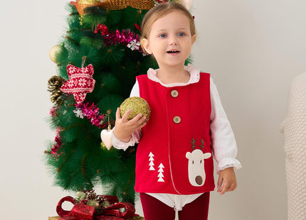 pureborn Baby Boys Girls Cartoon Christmas Deer Cotton Vest Waistcoat Red Deer 3-6 Months