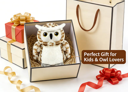 okegztoa Owl Stuffed Animal Toy 8" Ultra Soft Snowy Owl Plush Toy Fluffy and Cuddly Toy for Kids, Adults, Boys and Girls, for Birthday Christmas Halloween Easter Owl Gift