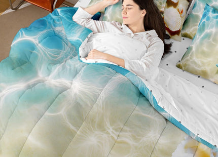Erosebridal Ocean 7 Piece Bedding Set Queen Beach Comforter Set with Sheets