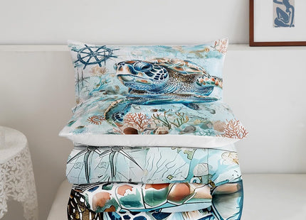 Feelyou Sea Turtle Bedding Set Marine Life Sea Comforter Set for Kids Boys