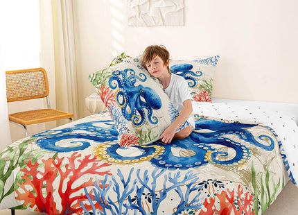Feelyou Ocean Kraken Bedding Set Octopus Comforter Set for Kids Boys Girls