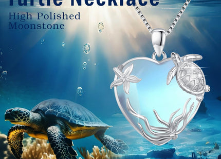 CRWENG Sea Turtle Necklace for Women Silver Turtle Pendant Ocean Jewelry