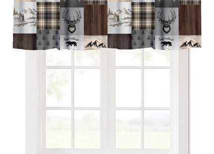 SXXLDNG Rustic Farmhouse Valances Curtains for Kitchen Windows, Lodge Bear Moose Deer Country Style Farmhouse Country Short Curtains Treatments for Bedroom Living Room Bathroom,54" X 18"