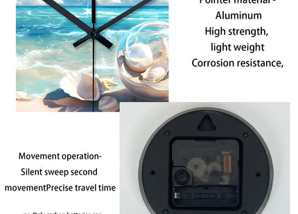 XNM Coastal Wall Clock Battery Operated 12 Inch
