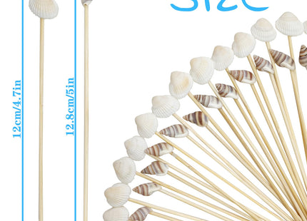 200Pcs Seashell Cocktail Picks,Beach Hawaiian Lua Party Pick 4.7 Inch Fancy Appetizer Tooth Picks for Summer Hawaiian Party Luau Beach Holiday Party Supplies