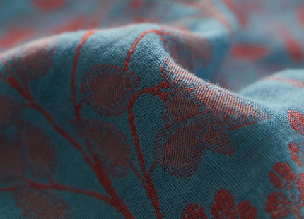 VM VOUGEMARKET Blue Red Duvet Cover Queen,3 Pieces Retro Jacquard Forest Theme Tree Leaves Bedding Set,Linen Cotton Yarn-Dyed Textured Duvet Cover with Zipper Closure
