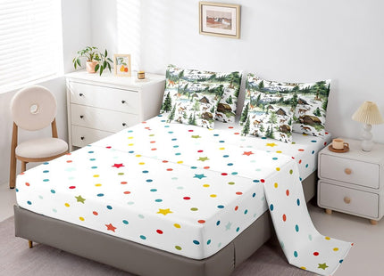 7 Piece Rustic Farmhouse Full Bed in a Bag for Women Boys Western Farmstyle Sheet Set, Wild Animal Fox Moose Rabbit Bear Print Bedding Set with Comforter for Teens Girls Kids Wildlife Cushion Covers