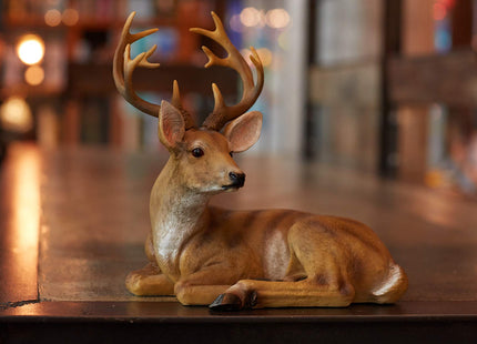 JHVYF 13" H Resin Buck Statue Home Office Decor Animal Figurine Deer Decorations Lawn Decor Housewarming Gift Garden Sculpture