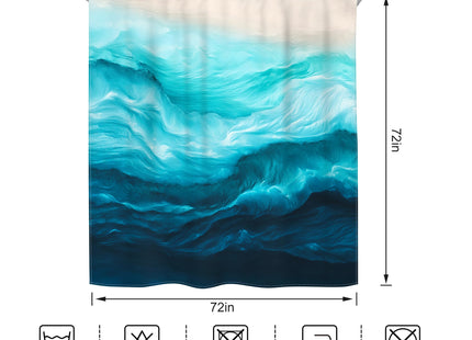 Teal Blue Ocean Shower Curtain Set Beach Sea Wave Nautical Bathroom Decor
