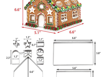 Gingerbread House Cookie Cutter Set - 3D Christmas Cookie Cutters - 10Pcs Gingerbread House Kit for Christmas, Halloween, Holiday, Winter (Gift Package)