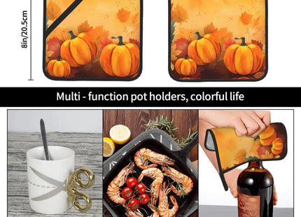 Mount Hour Potholders, Autumn Fall Sunflowers Pumpkins Butterfly Maple Leaf Thanksgiving Autumn Baking Pot Holder for Cooking BBQ, 2-Piece Set