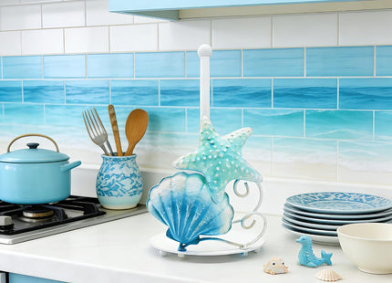 Coastal Paper Towel Holder Coastal Kitchen Decor Beach Kitchen Decor Beach Decorations for Home Starfish & Shell 3D Metal Paper Towel Holder Countertop