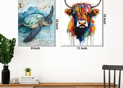 Coastal Sea Turtle Decor Ocean Nautical Canvas Wall Art Print Framed