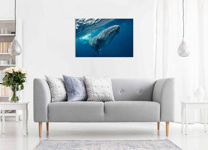 Humpback Whale Ocean Canvas Wall Art Picture Print Home Decor (30x20in)