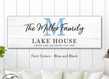 Personalized Lake House Monogram Canvas Wall Art Custom Family Welcome